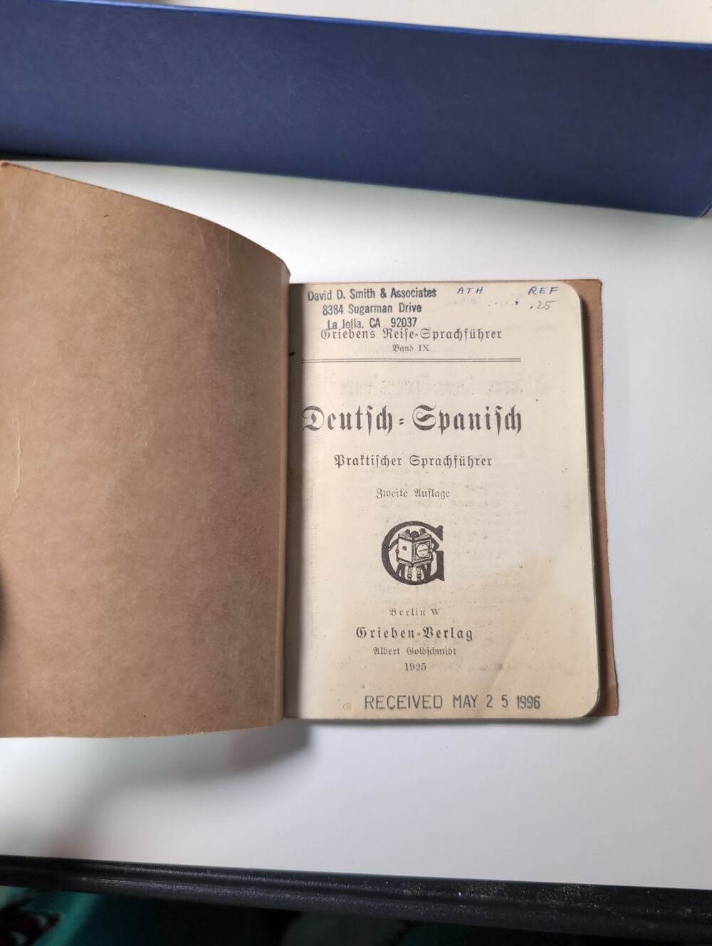 1925 Antique German Spanish Pocket Travel Phrasebook Deutsch Spanisch Grieb